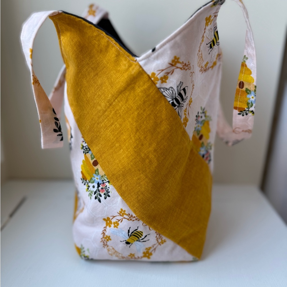 Floral Yellow and Cream Tote Bag